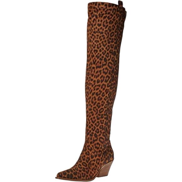 Jessica Simpson Zeana Leopard Print Suede Knee-High Boots - Picture 4 of 14